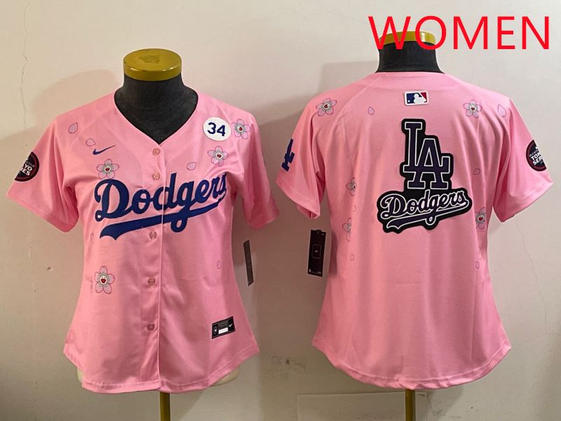 Women Los Angeles Dodgers Blank Pink Sakura Edition 2025 Nike MLB Jersey style 22